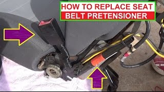 How to Remove and Replace Seat Belt Pretensioner.  Demonstrated on Ford Escape  / Mercury Mariner