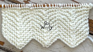 How to knit the most amazing onerow repeat Chevron stitch (English & Continental)  So Woolly