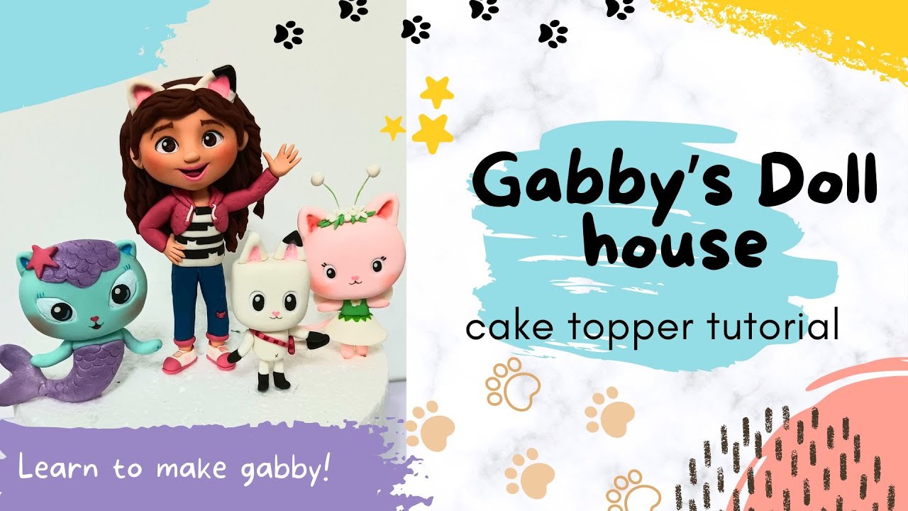 How to make Gabby's Doll House Fondant character Cake topper tutorial