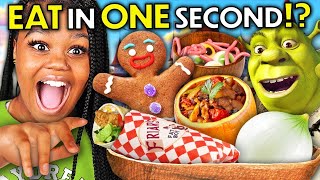 Eat In One Second - Shrek (Waffles, Gingerbread Man, Friar Fat Boys) | People vs Food