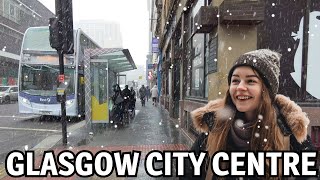 Snowy Walk in Glasgow Scotland
