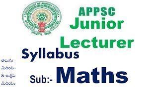 JuniorLecturer Maths Syllabus APPSC English medium & తెలుగు మీడియం Jr Lecturer Exam Topics Books