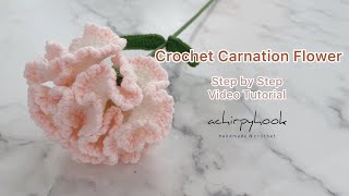 How to Crochet Carnation Flower (Mother's Day) - Step by Step Tutorial | 钩针康乃馨花 [ENG SUB]