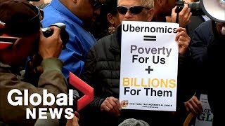 Protesting Uber and Lyft drivers take to the streets in NYC
