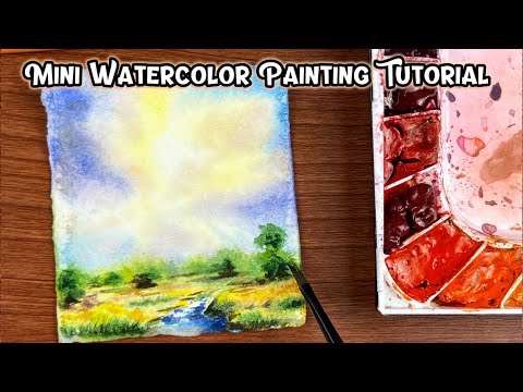 Relaxing Mini Watercolor Landscape Painting | Step by Step Tiny Art for Beginners #watercolor