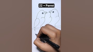 How to Draw Parrot with Number 22 | Easy Parrot Drawing | Tota Drawing | तोता ड्राइंग