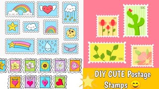 How to make Cute Postage stamps for JOURNAL 😍 DIY Journal supplies at home  🌟 #craftersworld #journal 