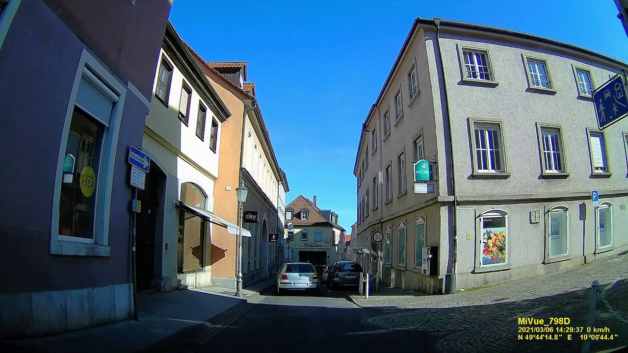 D: Große Kreisstadt Kitzingen. Landkreis Kitzingen. Rundfahrt durch die Innenstadt. März 2021