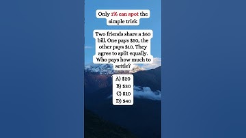 Who Pays How Much? 💸 | $60 Split Riddle with a Twist! #riddlemathworld  #shorts #math