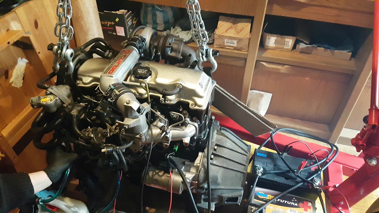 Toyota engine 2L-T 2.4 turbo diesel - first start - YouTube