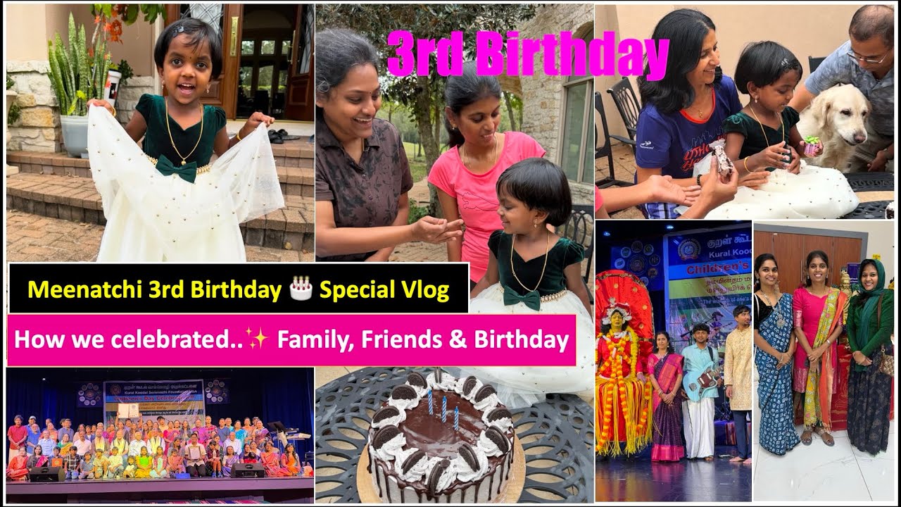 என் மகள் மீனாட்சி பிறந்தநாள் / My Little Girl Turns 3 🎂 / Surprise Party & Thirukkural Event