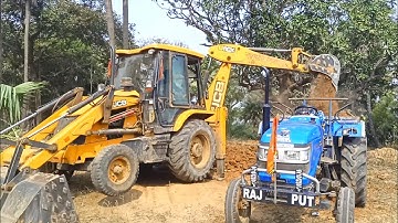 Jcb 3dx Backhoe Loader Machine Loading Mud In Sonalika 42 Di Rx Tractor | Jcb Video
