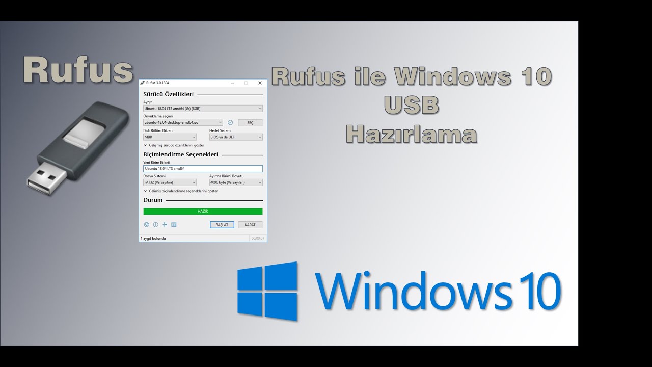Rufus Nasıl Kullanılır USB'ye İSO Dosyası Yükleme YouTube