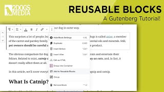 Gutenberg Reusable Blocks Tutorial