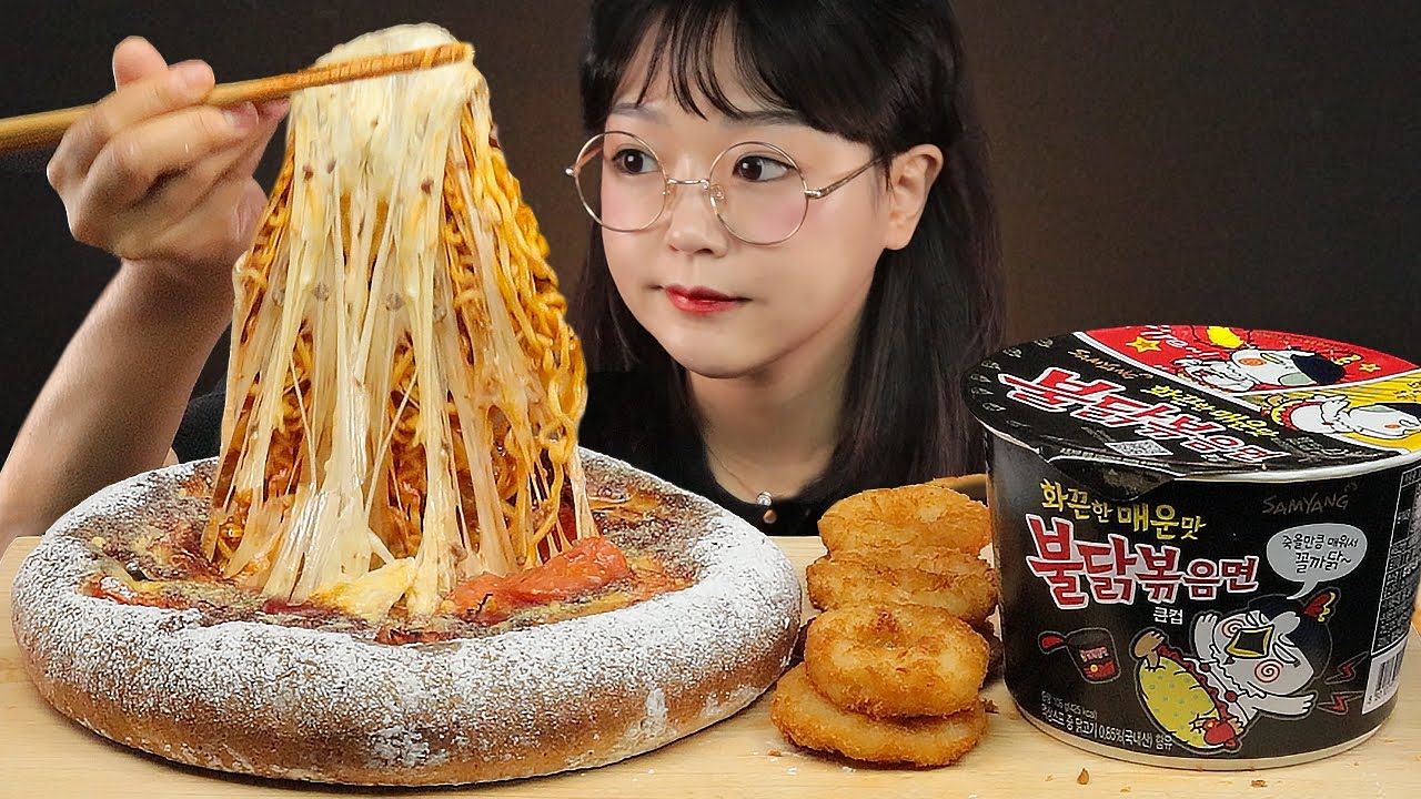 АСМР ЕДА Чикагская пицца Самая Острая Лапша🔥 | CHICAGO PIZZA & SPICY FIRE NOODLES MUKBANG