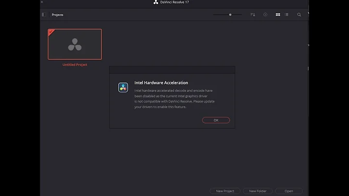 resolve error in DaVinci Resolve  - intel hardware accelerated decode and encode