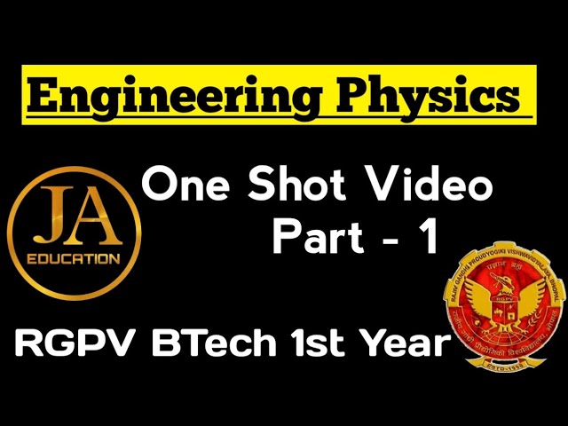 Engineering Physics Unit 1 | RGPV BTech 1st Year | Engineering Physics Part 1 | Physics RGPV