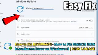 How to fix KB5086672 - How to Fix MARCH 2026 Installation Error on Windows 11 | NEW UPDATE