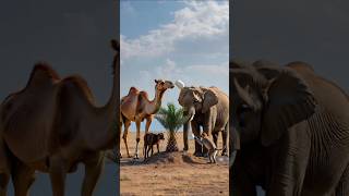 the camel saves the date palm tree from drying up by seeing water😭 #ai #tree #plant #water