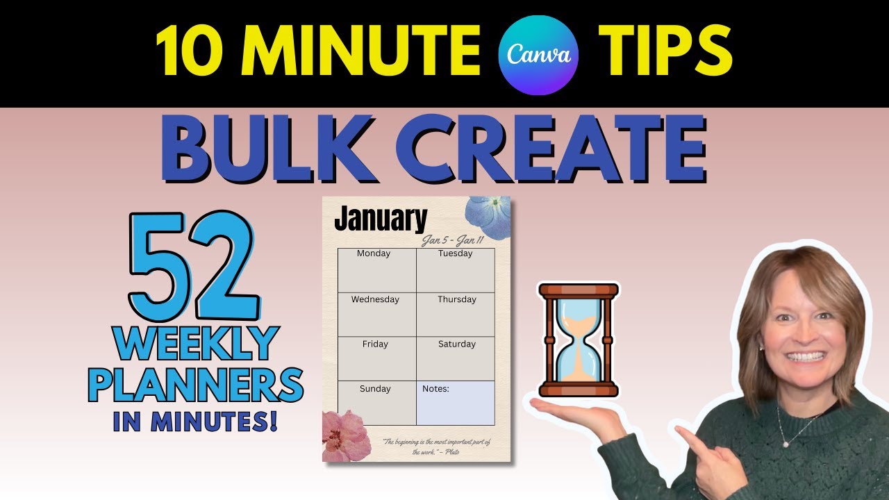 Bulk Create 52 Digital Weekly Planners in Canva! Step by Step Tutorial!