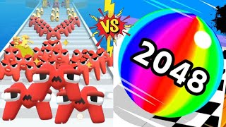 Merge Alphabet lore letter run 3d vs Run Ball 2048