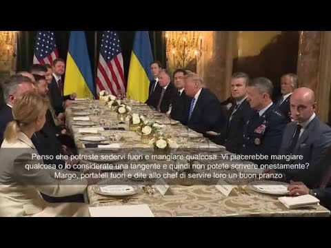 Video Trump con Zelensky a Mar-a-Lago offre pranzo ai cronisti: Andate fuori a mangiare qualcosa