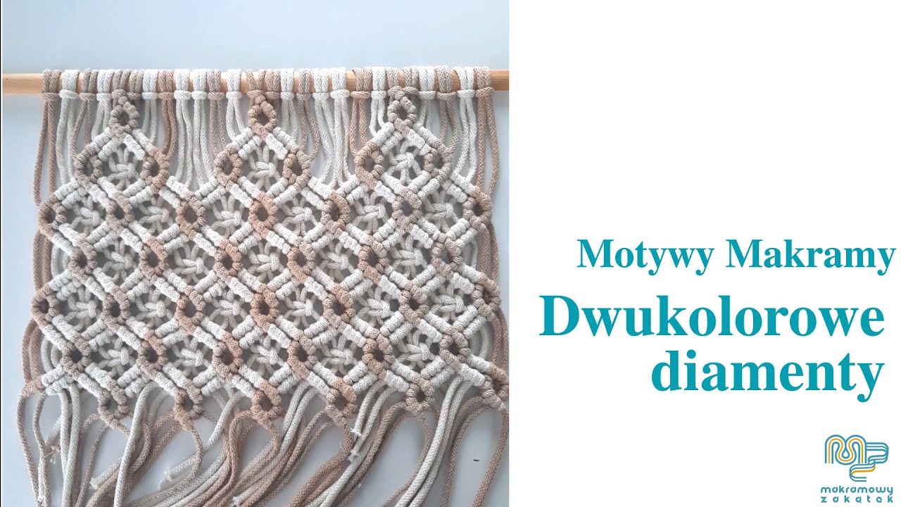 Motywy Makramy Dwukolorowe Diamenty Macrame Mattern