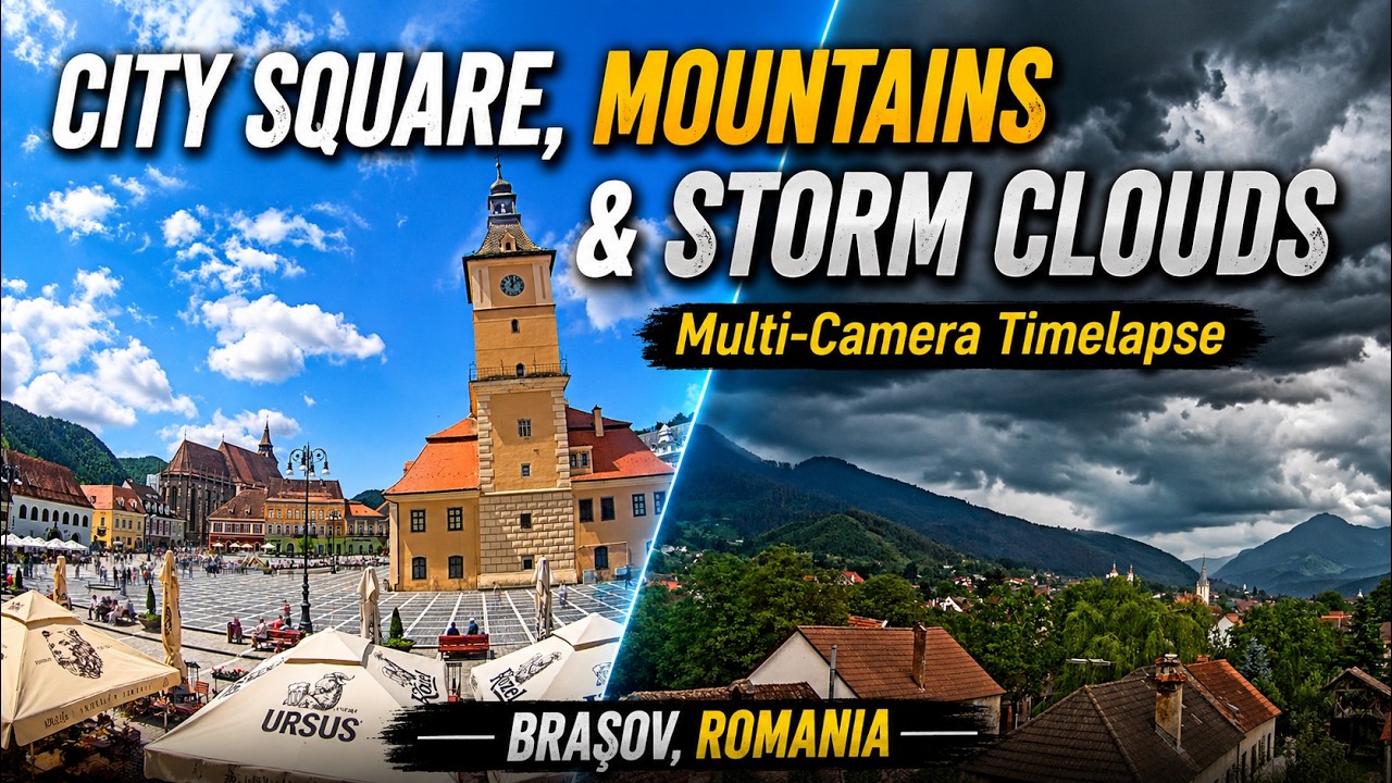 City Square, Mountains & Storm Clouds || Multi-Camera Timelapse
