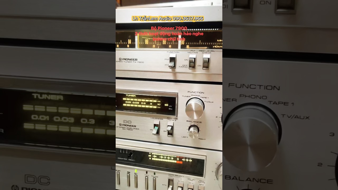 Pioneer SA 7900 three-piece amplifier set with beautiful VU meter