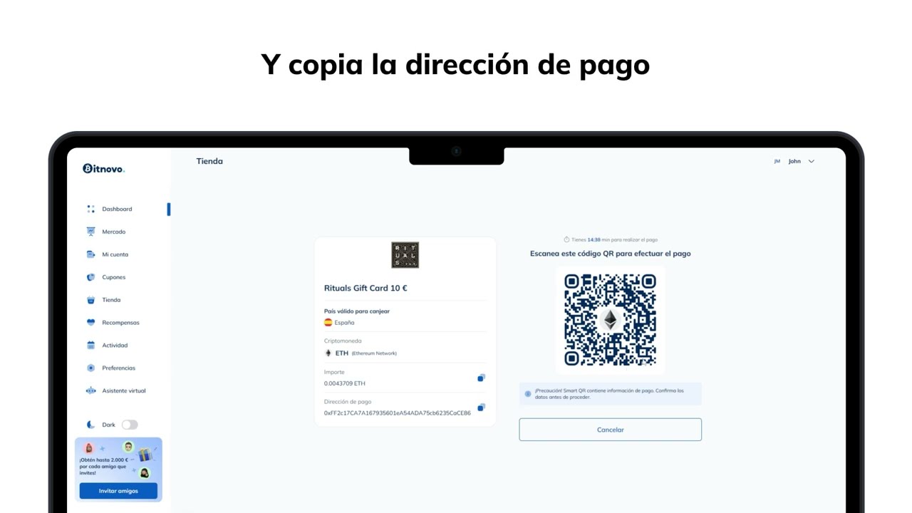 Cómo comprar Tarjetas Regalo con criptomonedas en Europa con Bitnovo.