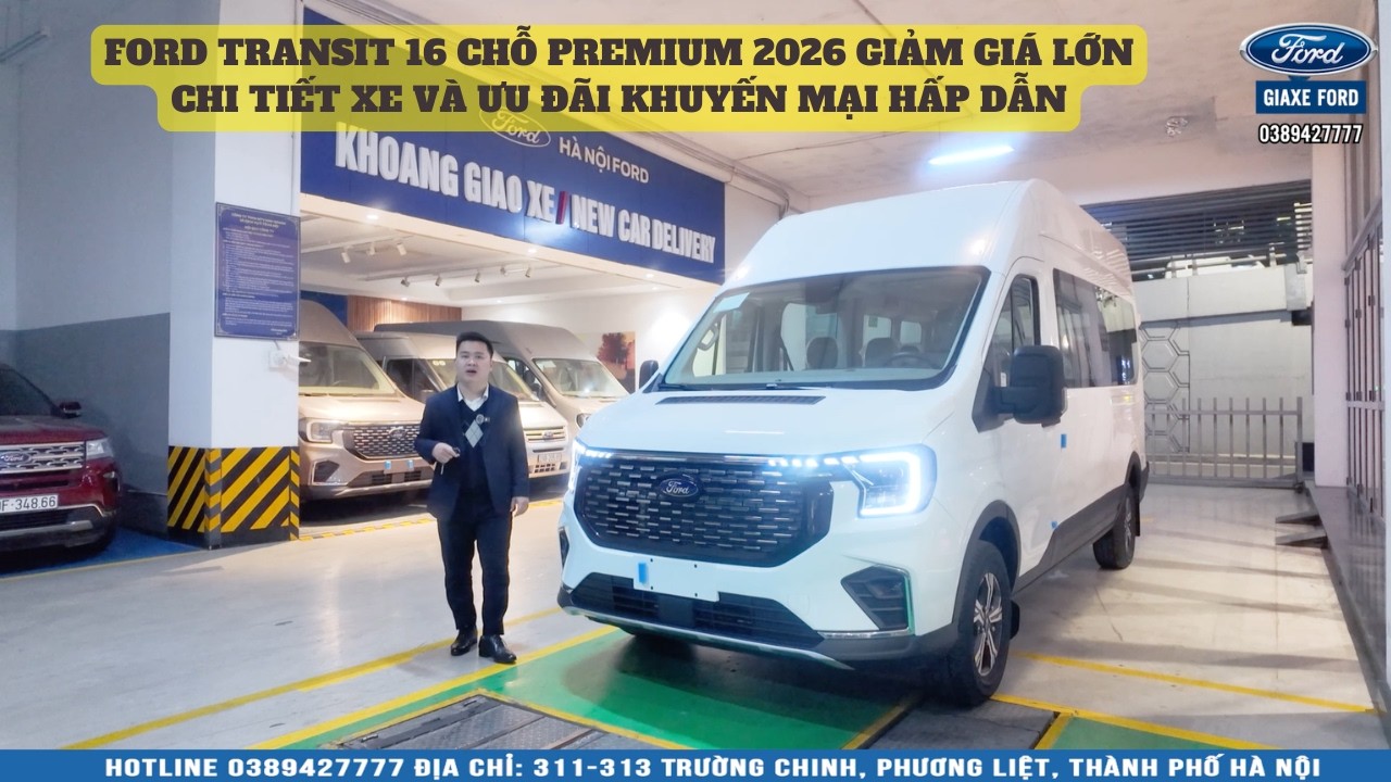 Ford Transit 16 chỗ nóc cao giảm giá lớn| Xe sẵn giao ngay, Tặng tiền mặt và gói phụ kiện đầy đủ