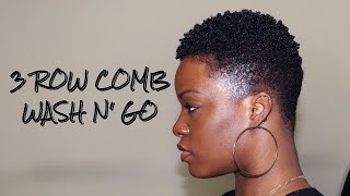 3 Row Comb Wash n' Go On 4C Tapered TWA Tutorial