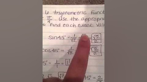 How to find the 6 trig functions of pi/4