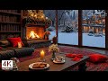 Smooth Jazz at Warm Christmas Café ❄️🎄 Cozy Winter & Fireplace Sounds for Relaxing, Study & Focus