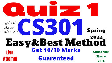 cs301 quiz 1 solution spring 2022 cs301 live method cs301 quiz 1 2022 quiz 1 spring 2022 cs301 cs301