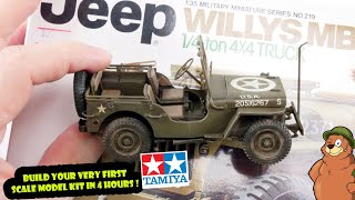 Build your very first  TAMIYA scale model in 4 hours ! - Willys ww2 Jeep