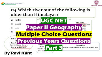Part 3 || NTA UGC NET || Geography || Previous Years Paper || 2007