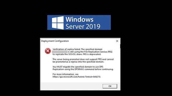 Verification of Replica Failed. The Specified Domain DomainName is still using the File Replication