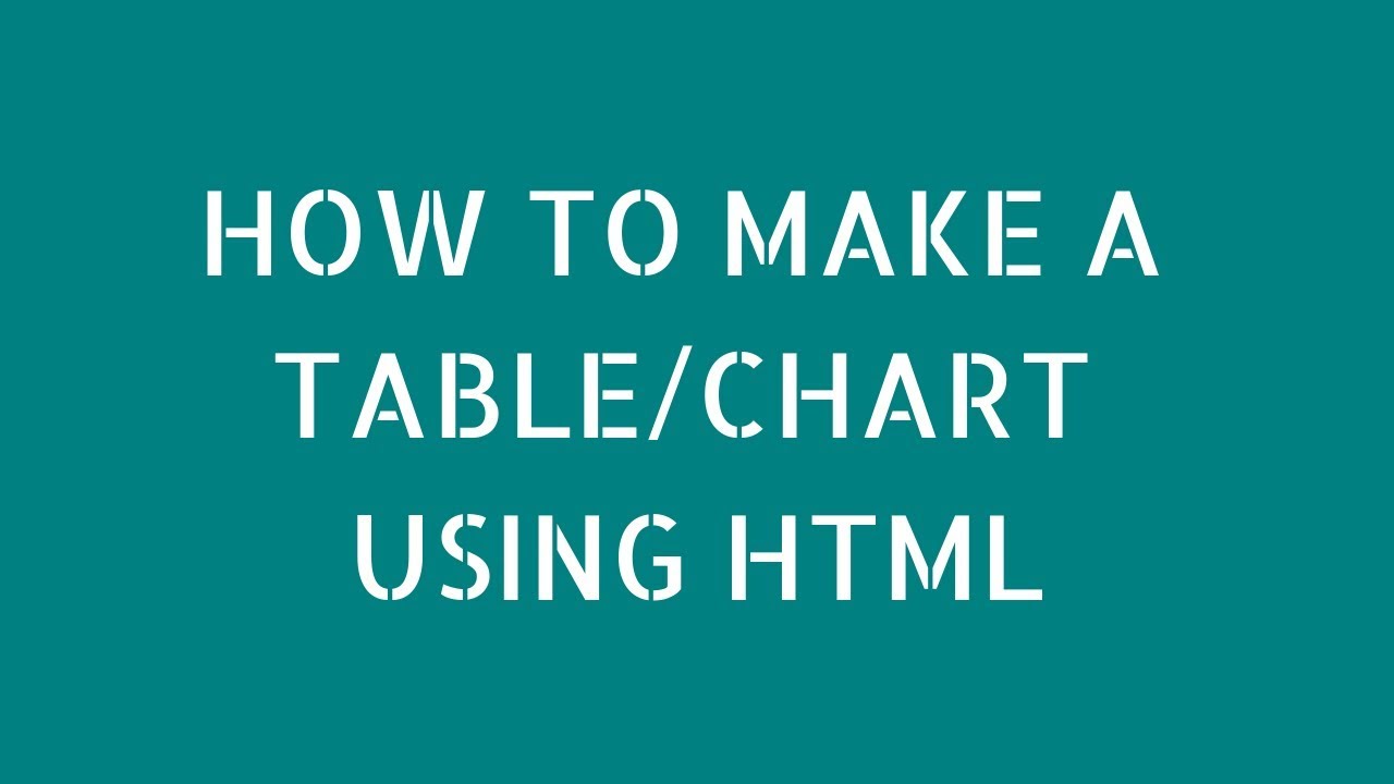 How To Make A Chart In Html