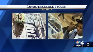Police seek tips after $20K necklace stolen at jewelry store in Haywood Mall