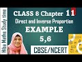 cbse 8th maths chapter 11 example 5,7 direct and inverse proportion solutions in tamil