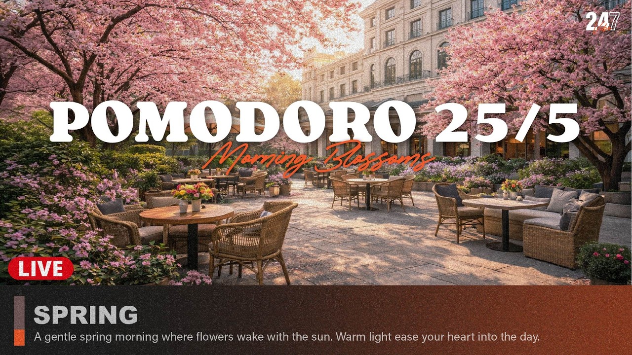 LIVE 🍅 Pomodoro Focus Music 24/7 🌸 Spring Study Stream | Deep Work & Productivity Ambient