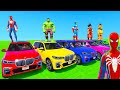 SPIDERMAN CARS Racing OFF ROAD SEA Challenge ! SUPERHERO HULK Goku Goblin JEEP SUV Car RACE- GTA 5