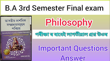 Philosophy Question answer For B.A 3rd Semester// For Major and Minor course // important Q & A