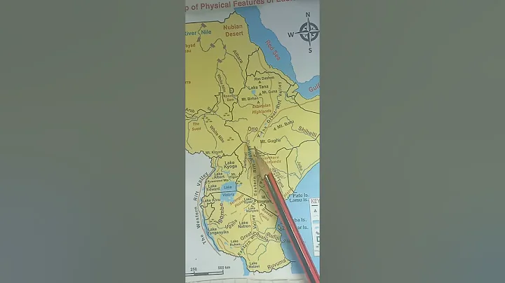 Map of East Africa. Physical features.