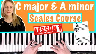 How to play C major & A minor Piano Scale [SCALES COURSE Lesson 1]