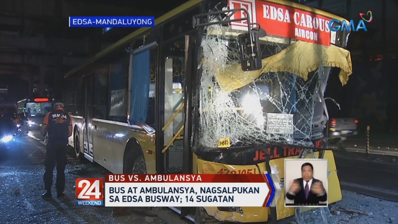 Bus at ambulansya, nagsalpukan sa EDSA busway; 14 sugatan 24 Oras