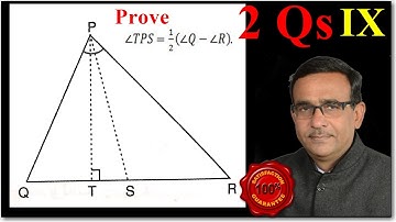 Class 9 Maths ,In figure ,PS is the bisector of ∠QPR and PT⊥QR  Show that TPS= 1/2 (∠Q-∠R).