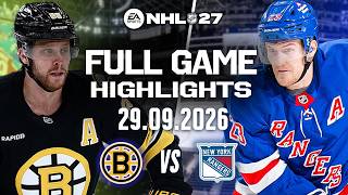 🔴LIVE🔴Boston Bruins Vs New York Rangers Full Game Highlights Sep 29, 2026 NHL 27 Simulation News