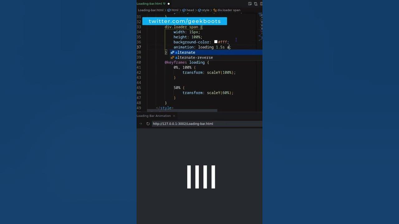 How to Create Loading Bar Animation using HTML CSS Only | Geekboots ...